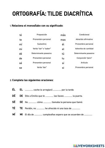 Tilde diacrítica en monosílabos