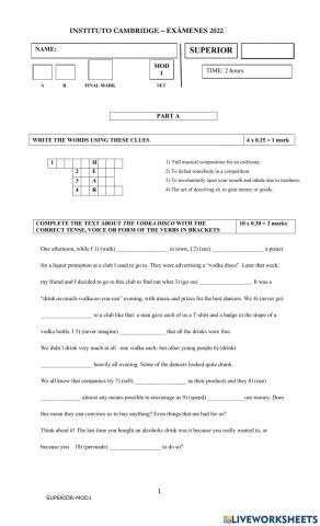 Superior Year mock exam 2022