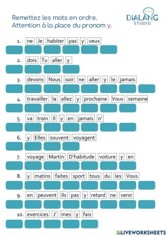 Le pronom Y : fraire des phrases