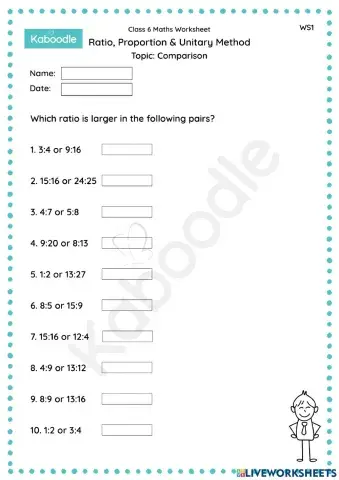 Ratio, Proportion & Unitary Method (Comparison)