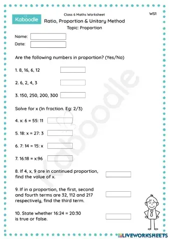 Ratio, Proportion & Unitary Method (Proportion)