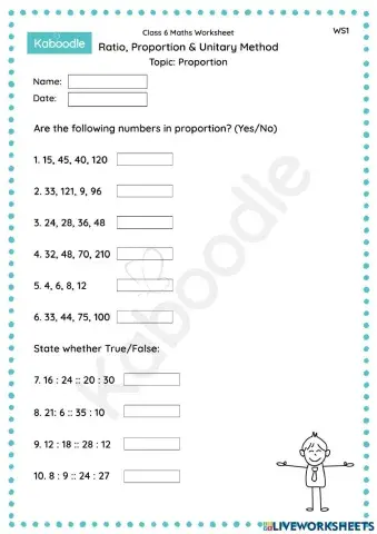 Ratio, Proportion & Unitary Method (Proportion)