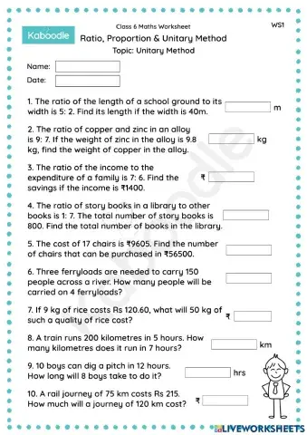 Ratio, Proportion & Unitary Method (Unitary Method)