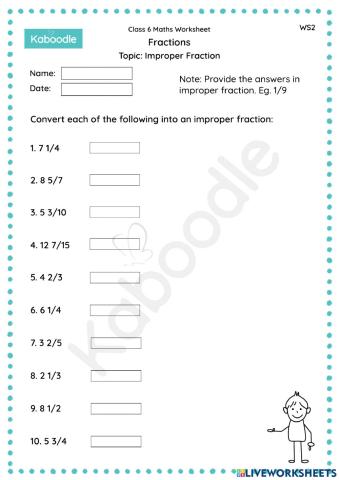 Fractions (Improper Fractions)