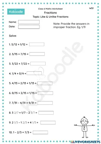 Fractions (Like & Unlike Fractions)