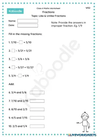 Fractions (Like & Unlike Fractions)