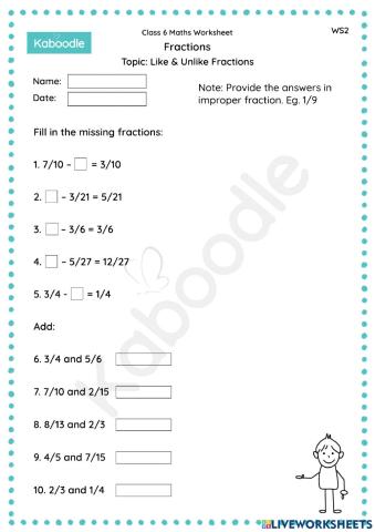 Fractions (Like & Unlike Fractions)