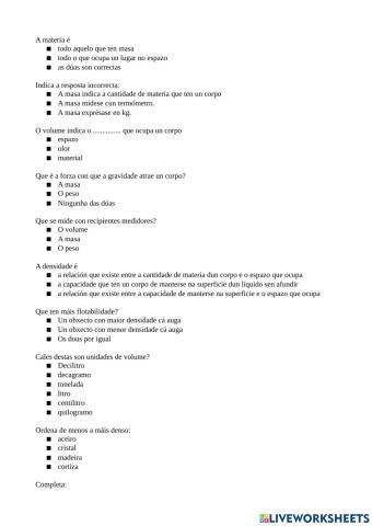 A materia e a célula