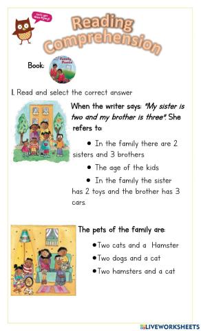 Reading comprehension - Book: Family Poems