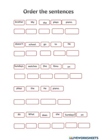 At the weekend - order sentences