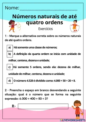 Números naturais de até quatro ordens