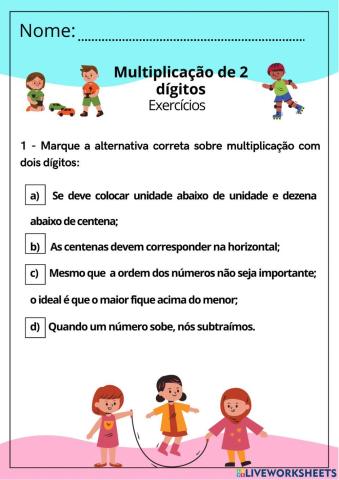 Multiplicação com dois algarismos