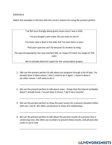 IE1, Unit 8, Vocab and Grammar, Exercise 8