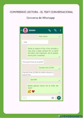 Comprensió lectora text conversacional