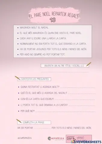 COMPRENSIÓ LECTORA 13: Pare Noel