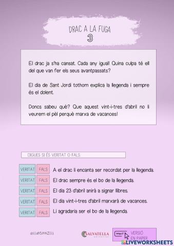 COMPRENSIÓ LECTORA 23: Drac a la fuga