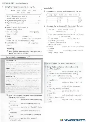 Survival Unit 6 English Plus 2