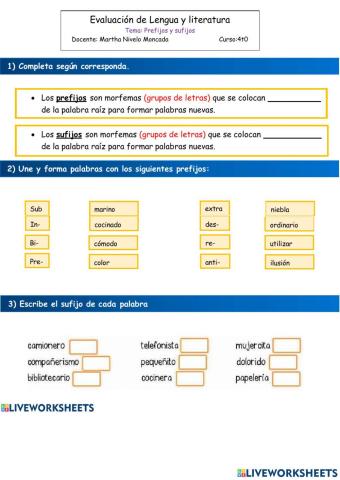 Prefijos y sufijos