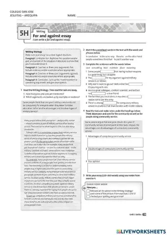 For and against Essay