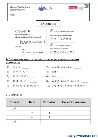 Powers Worksheet
