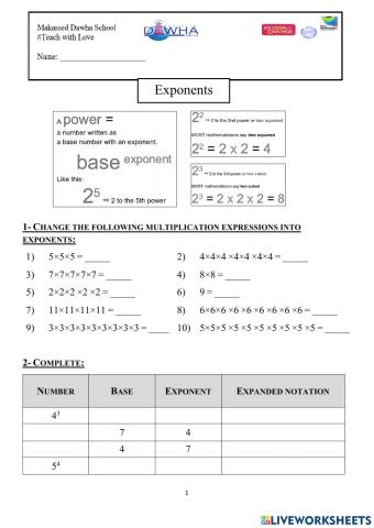 Powers Worksheet