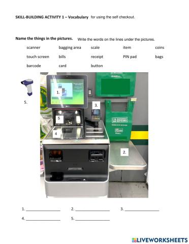 Vocabulary for using self checkouts