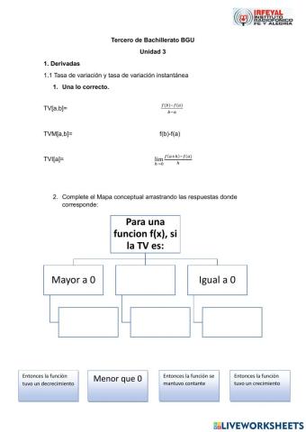 3Bachillerato BGU Unidad 3 Tasa de variación y tasa de variación instantánea