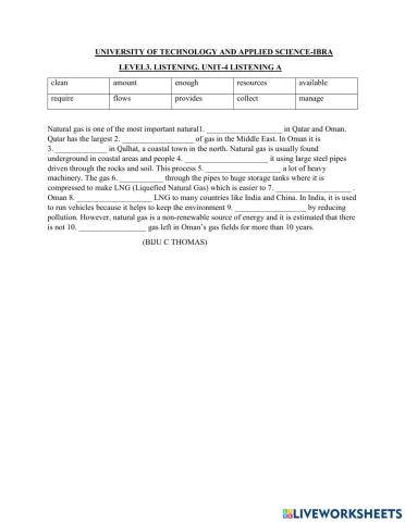 L3 Listening Unit 4 A