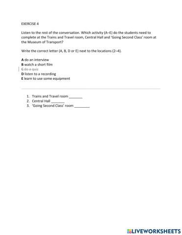 IE1, Unit 4, Listening, Exercise 4