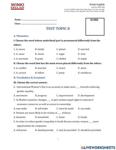 G10 - Test topic 8
