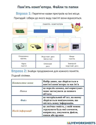 Пам'ять комп'ютера. Файли та папки