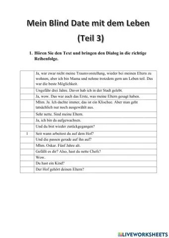 Mein Blind Date mit dem Leben (Teil 3)