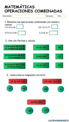Operaciones combinadas