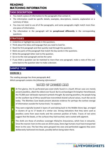 Reading matching information