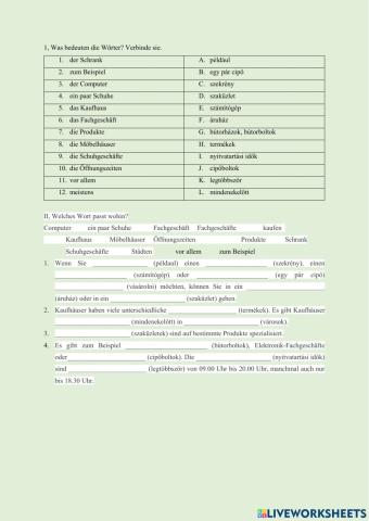 Fachgeschäfte - Ung-Deutsch