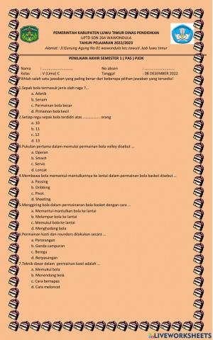 Penilaian akhir semester 1