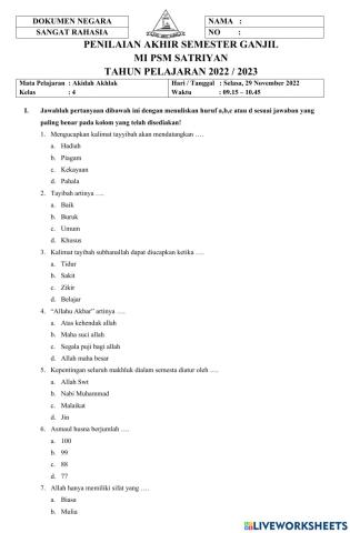 Soal PAS Ganjil AA 2022-2023