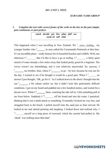 Speak Out plus - unit 3-test