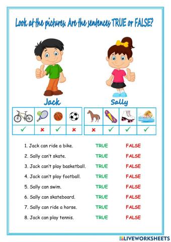 True or false can can-t