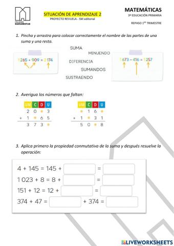 Repaso MATEMÁTICAS - 1er trimestre - Situación de aprendizaje 2