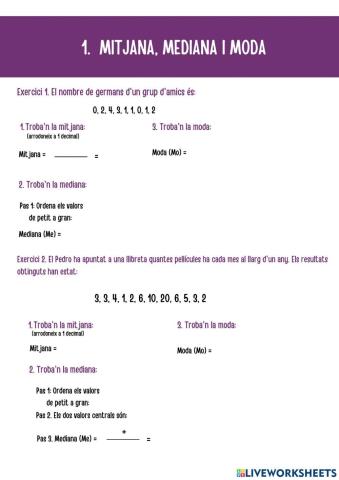 Mitjana, mediana i moda