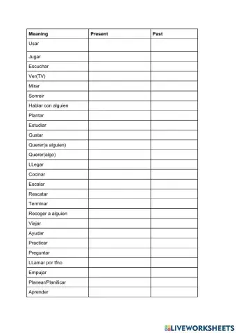 PAST OF REGULAR AND IRREGULAR VERBS 6º 28 nov 2022