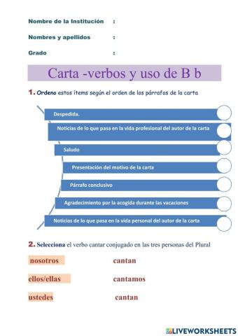 Carta, verbo y uso de Bb