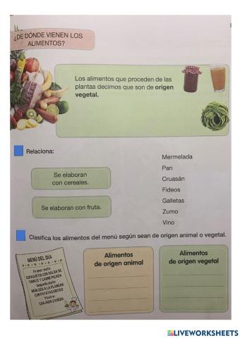 Alimentos según su origen
