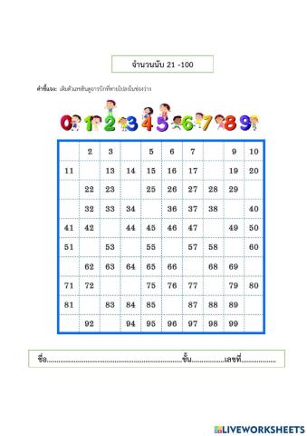 จำนวนนับ 21-100 คณิตศาสตร์ป.1