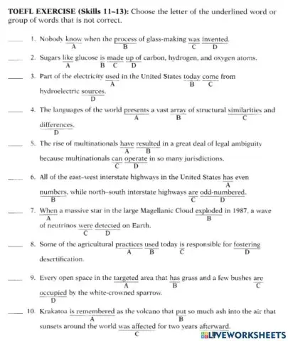 Toefl structure and written expression