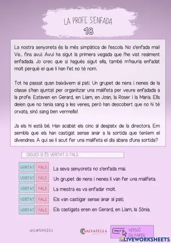 COMPRENSIÓ LECTORA 38: La profe s'enfada