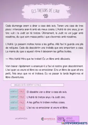 COMPRENSIÓ LECTORA 39: El tresor de l'avi