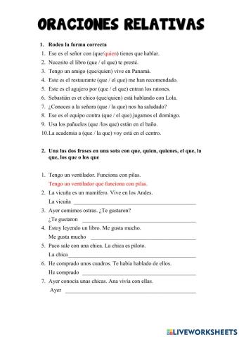 Oraciones de relativo
