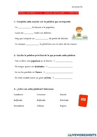 Unidades 3 y 4 lengua castellana y literatura
